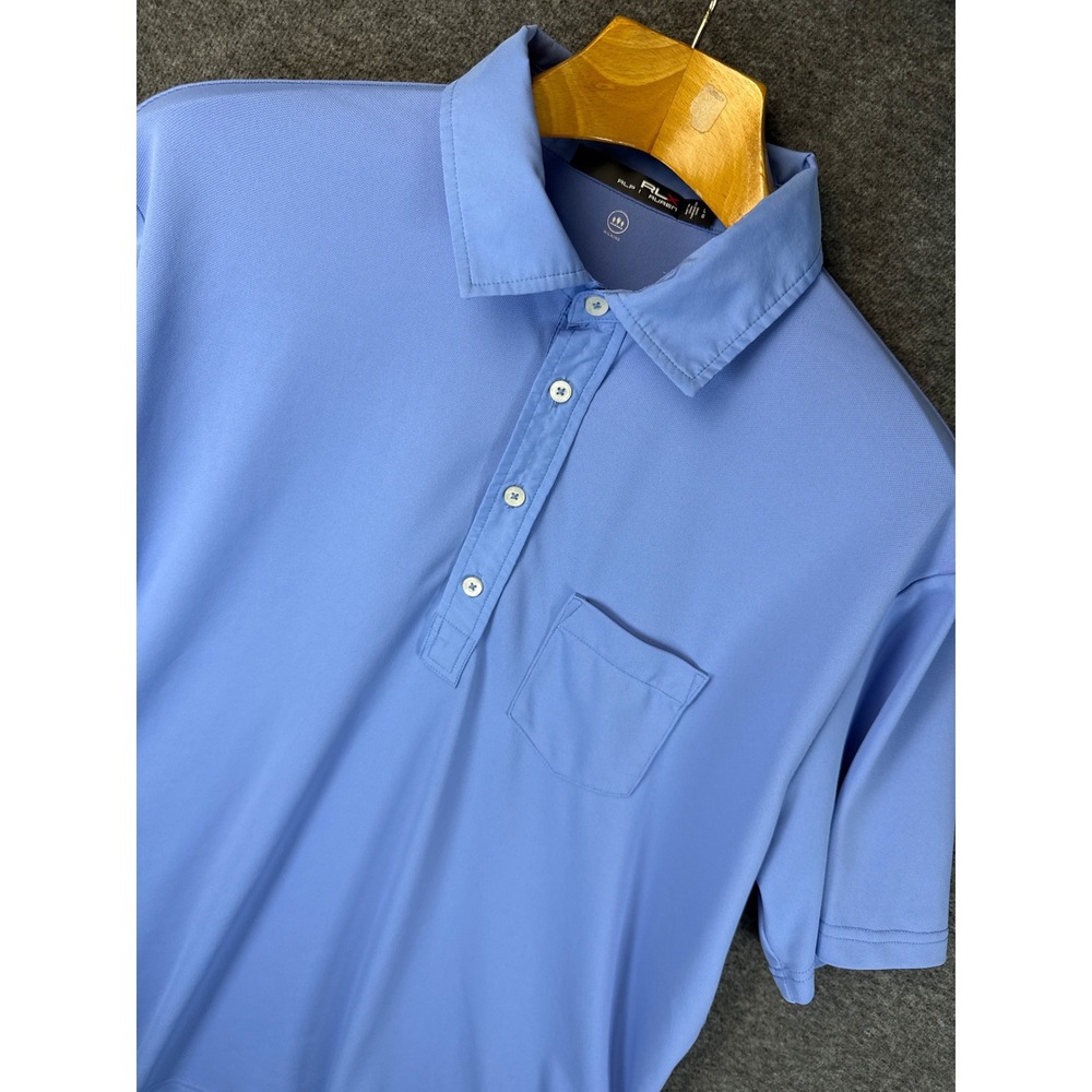 RLX Ralph Lauren Blue Short Sleeve Wicking Performance Polo Shirt Men Size L EUC